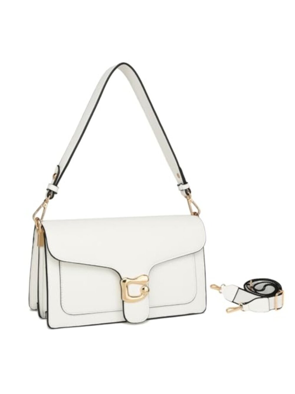 Vegan Leather Crossbody Bag Small Satchel Purse with 2 Straps